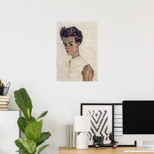 Poster Egon Schiele - autoportrait (Bureau à domicile)