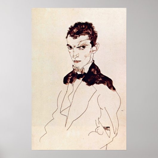 Poster Egon Schiele - autoportrait (Devant)