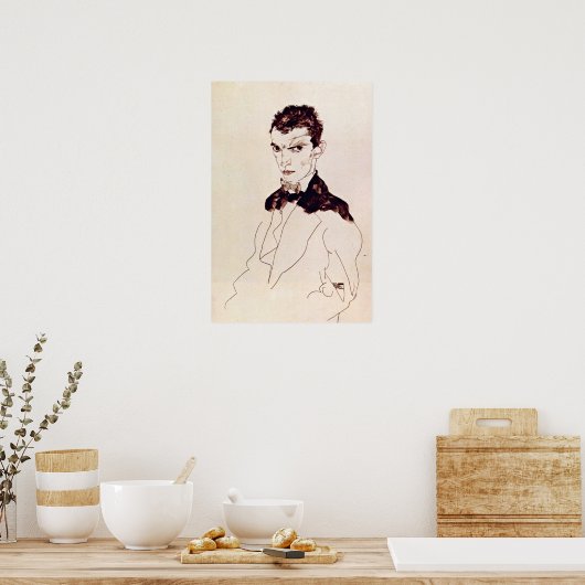 Poster Egon Schiele - autoportrait (Cuisine)