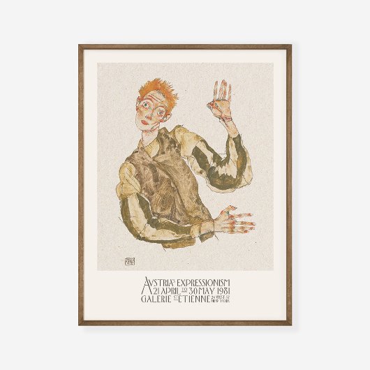Poster Egon Schiele Autoportrait avec Armlettes Art