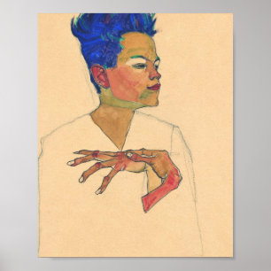 Poster Egon Schiele Autoportrait Avec Les Mains Sur La Po