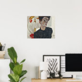 Poster Egon Schiele Autoportrait avec Physalis (Bureau à domicile)