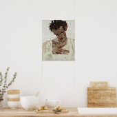 Poster Egon Schiele Autoportrait avec tête baissée (Cuisine)