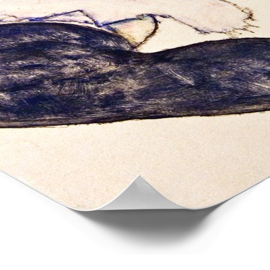 Poster Egon Schiele - Femme Assis Avec Jambes Tirées Vers (Coin)