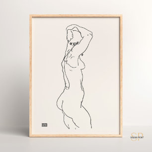 Poster Egon Schiele Femme Sideways Art Imprimer Vintage