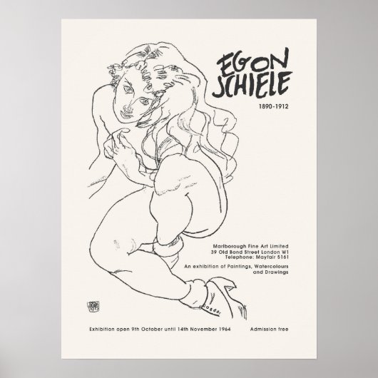 Poster Egon Schiele Femme Siege Art Imprimer Exposition (Devant)