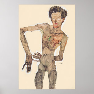 Poster Egon Schiele 'Grimassierendes Aktselbstbildnis'