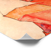 Poster Egon Schiele - Kneeling Femme En Robe Rouge Orange (Coin)