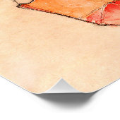 Poster Egon Schiele - Kneeling Femme En Robe Rouge Orange (Coin)