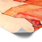 Poster Egon Schiele - Kneeling Femme En Robe Rouge Orange (Coin)
