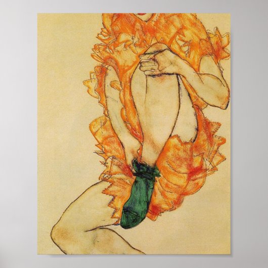 Poster Egon Schiele - Le Stocking Vert (Devant)