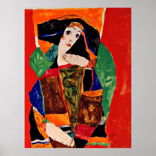 Poster Egon Schiele - Portrait d'une femme (Devant)