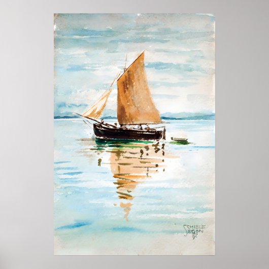 Poster Egon Schiele Sailing Boat Print Expressionist (Devant)