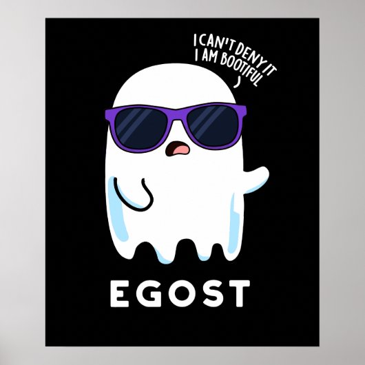 Poster Egost Funny Halloween Ego Ghost Pun Dark BG (Devant)
