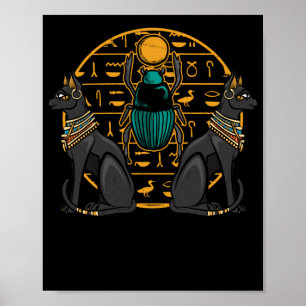 Poster Égypte Bastet Cat Scarab Histoire de l'Égypte