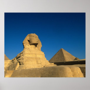 Poster Égypte, Gizeh, Le Sphinx, Ancien Empire, Unesco
