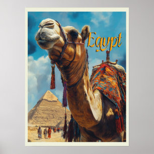 Poster Égypte Vintage voyage des pyramides de Gizeh