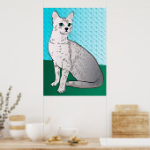 Poster égyptien Mau Cat - aqua arrière - plan (Cuisine)