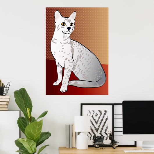 Poster égyptien Mau Cat - arrière - plan en bronze (Bureau à domicile)