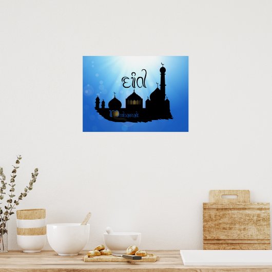 Poster Eid Mubarak Mosque with Typography (Cuisine)