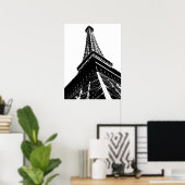 Poster Eiffel en blanc (Bureau à domicile)