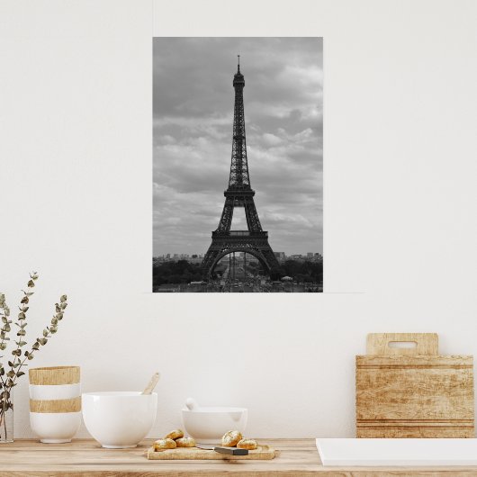 Poster eiffel noir et blanc (Cuisine)