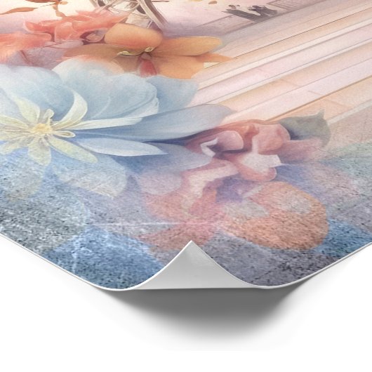 Poster Eiffel Tower Butterflies and Flowers (Coin)