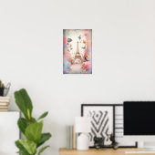 Poster Eiffel Tower Butterflies and Flowers (Bureau à domicile)