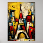 Poster Eiffel Tower — Contemporary Abstract Expressionism (Devant)