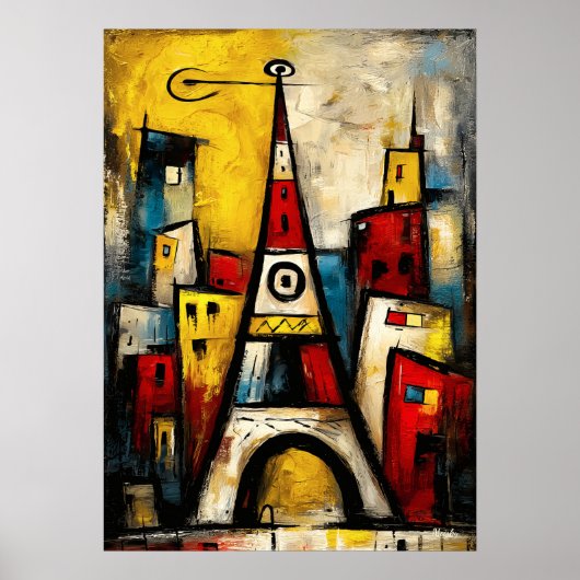 Poster Eiffel Tower — Contemporary Abstract Expressionism (Devant)