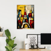 Poster Eiffel Tower — Contemporary Abstract Expressionism (Bureau à domicile)
