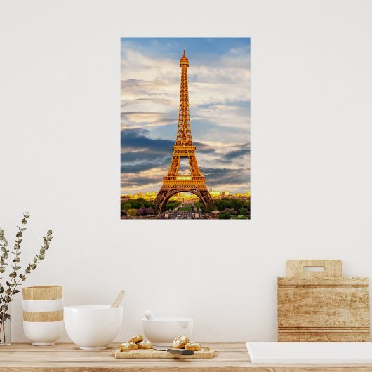 Poster eiffel tower in paris, the city of love (Cuisine)
