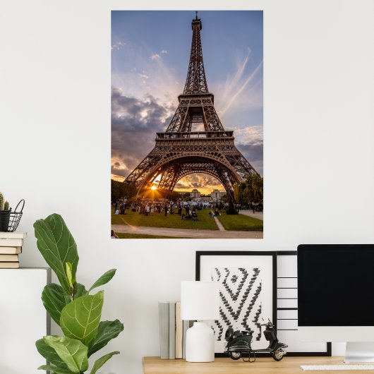 Poster Eiffel Tower Sunset Starburst (Bureau à domicile)