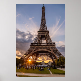 Poster Eiffel Tower Sunset Starburst
