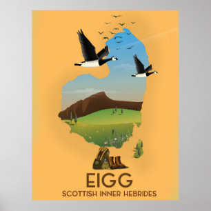 Poster Eigg Scottish Inner Hebrides Map