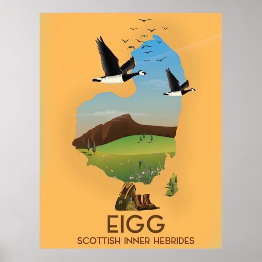 Poster Eigg Scottish Inner Hebrides Map (Devant)