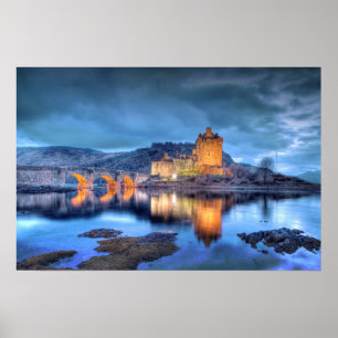 Poster Eilean Donan Castle à la nuit sans frontière