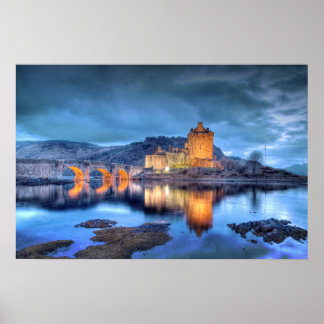 Poster Eilean Donan Castle à la nuit sans frontière