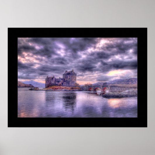Poster Eilean Donan Castle au coucher du soleil (Bordé) (Devant)