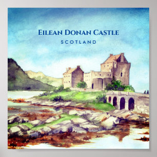 Poster Eilean Donan Castle Ecosse aquarelle peinture