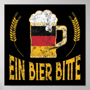 Poster Ein Bier Bitte Allemand Drapeau Une bière S'il vou