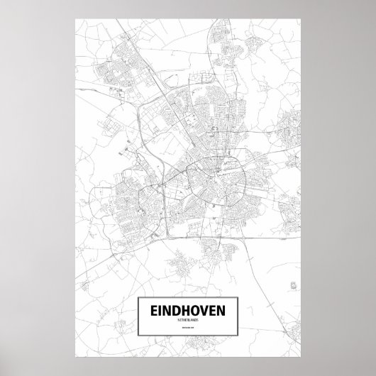 Poster Eindhoven, Pays-Bas (noir sur blanc) (Devant)