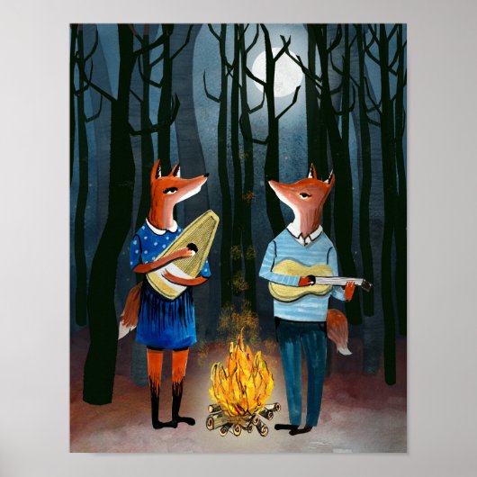 Poster Eine Kleine Foxmusik - Cute Foxes jouent de la mus (Devant)