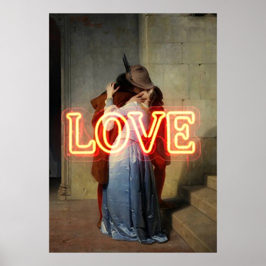 Poster El Bacio Remix – Neon “LOVE” Wall Art & Merch (Devant)