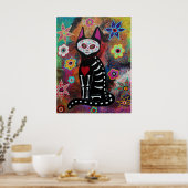 Poster El gato Dia de los Muertos Peinture (Cuisine)