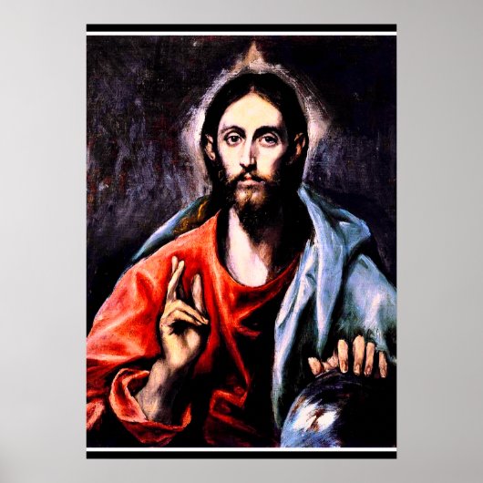 Poster El Greco - Christ comme Sauveur, portrait d'art (Devant)