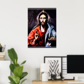 Poster El Greco - Christ comme Sauveur, portrait d'art (Bureau à domicile)