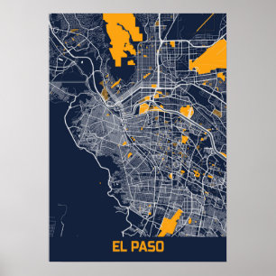 Poster EL Paso - États-Unis Bluefresh City Map