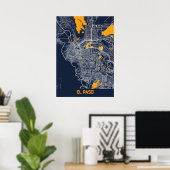 Poster EL Paso - États-Unis Bluefresh City Map (Bureau à domicile)