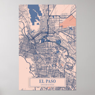 Poster El Paso États-Unis Carte de la ville venteuse Voya
